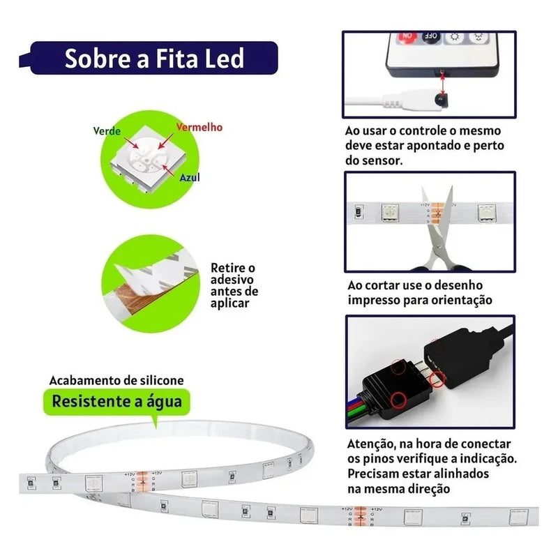 MZ BZ 00002 - LT -Fita Led Rgb 2835 Led 5m Com Controle